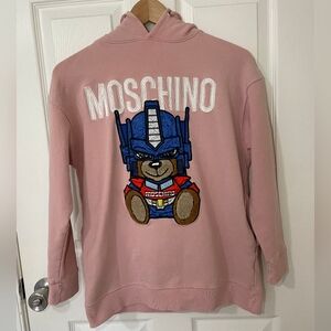 Moschino Pink Hoodie with Bear Graphic Size S